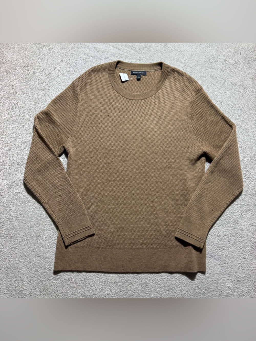 Banana Republic Sweater Mens Large Brown Long Sleeve Extra Fine Merino Wool NEW